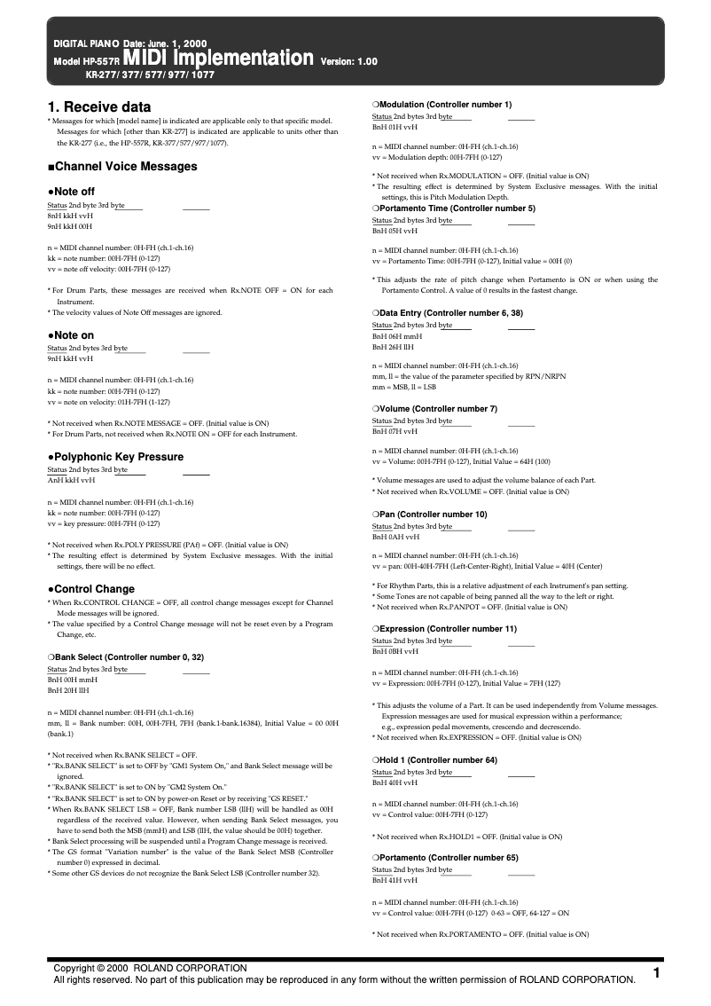 Image de la première page du manuel de l'appareil KR-577