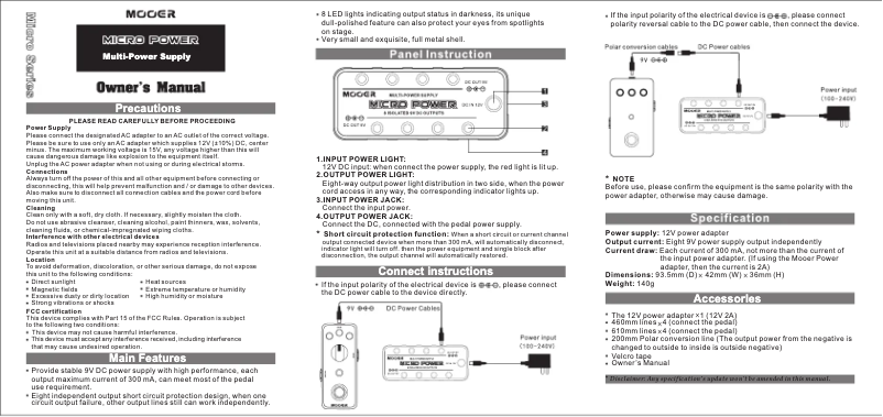 Page 1 de la notice Manuel utilisateur Mooer Micro Power