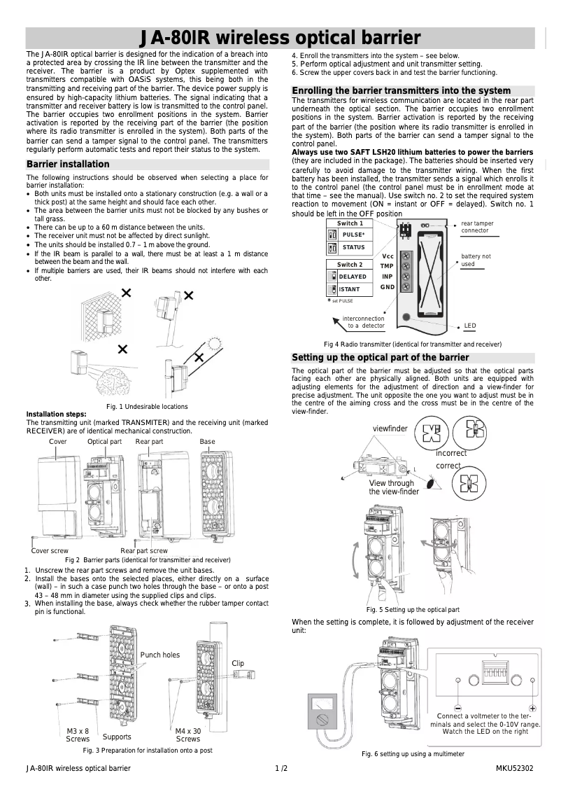 Imagen de la primera página del manual del dispositivo JA-80IR