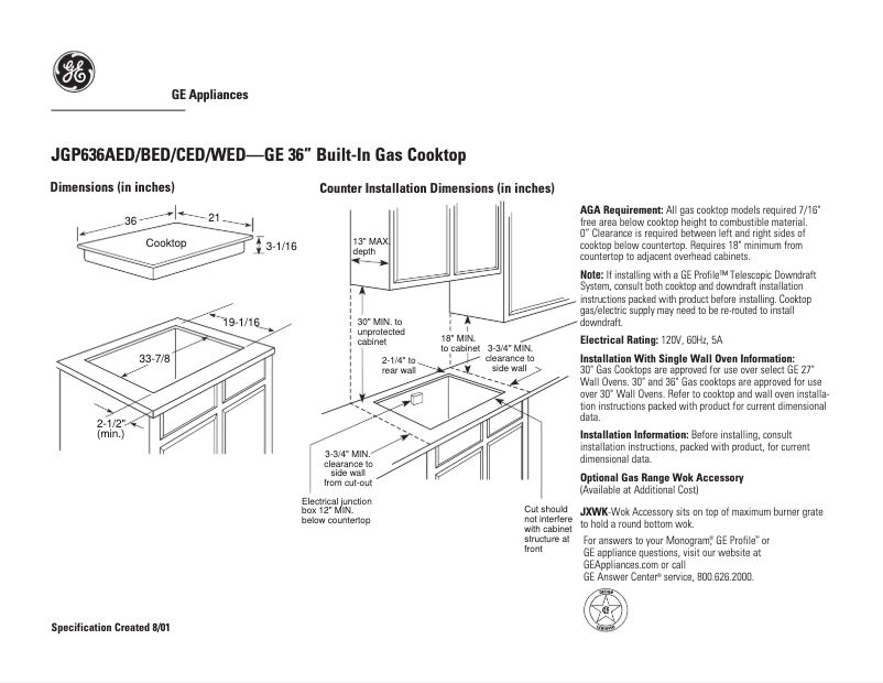 Image de la première page du manuel de l'appareil JGP636CEDCC