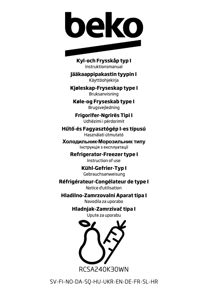 Image de la première page du manuel de l'appareil RCSA240K30WN