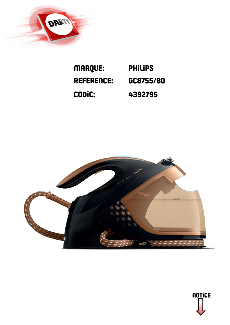 Page 1 de la notice Manuel utilisateur Philips PerfectCare Performer GC8755