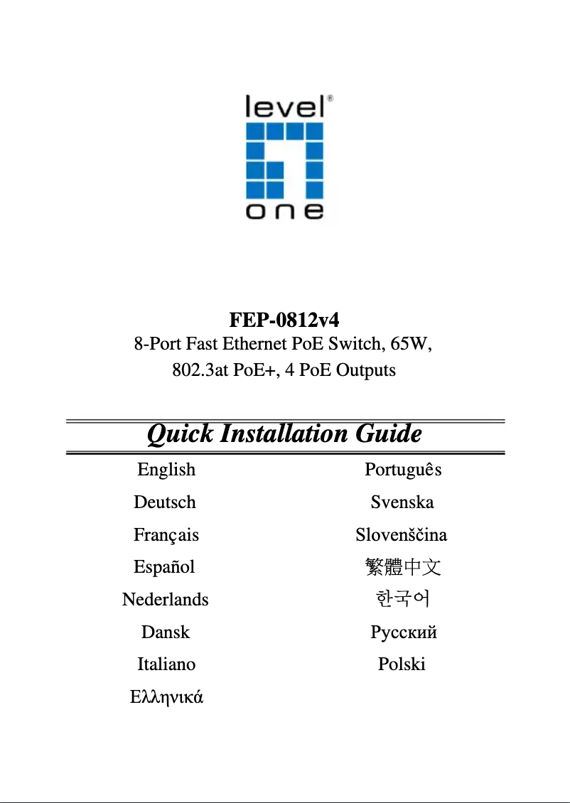 Page 1 de la notice Manuel utilisateur LevelOne FEP-0800