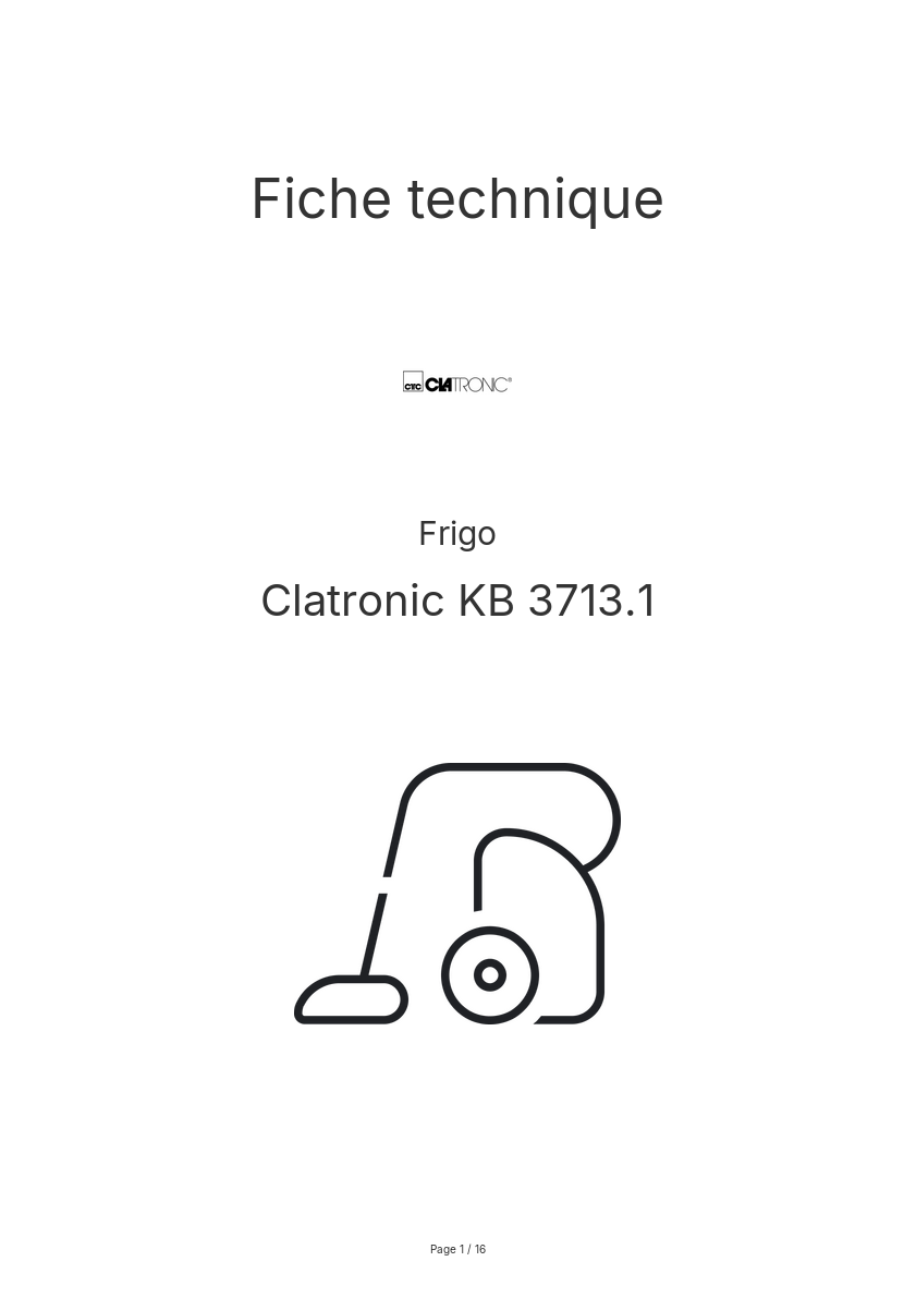 Page n°1 - Fiche technique Clatronic KB 3713.1