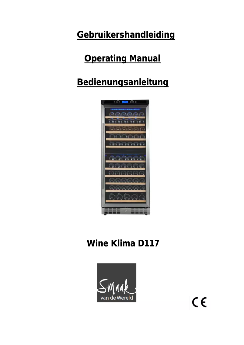 Page 1 de la notice Manuel utilisateur Wine Klima D116