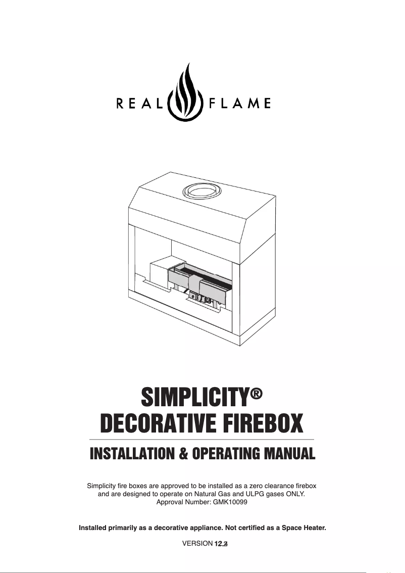 Page 1 of the manual User Manual Real Flame Simplicity 1500