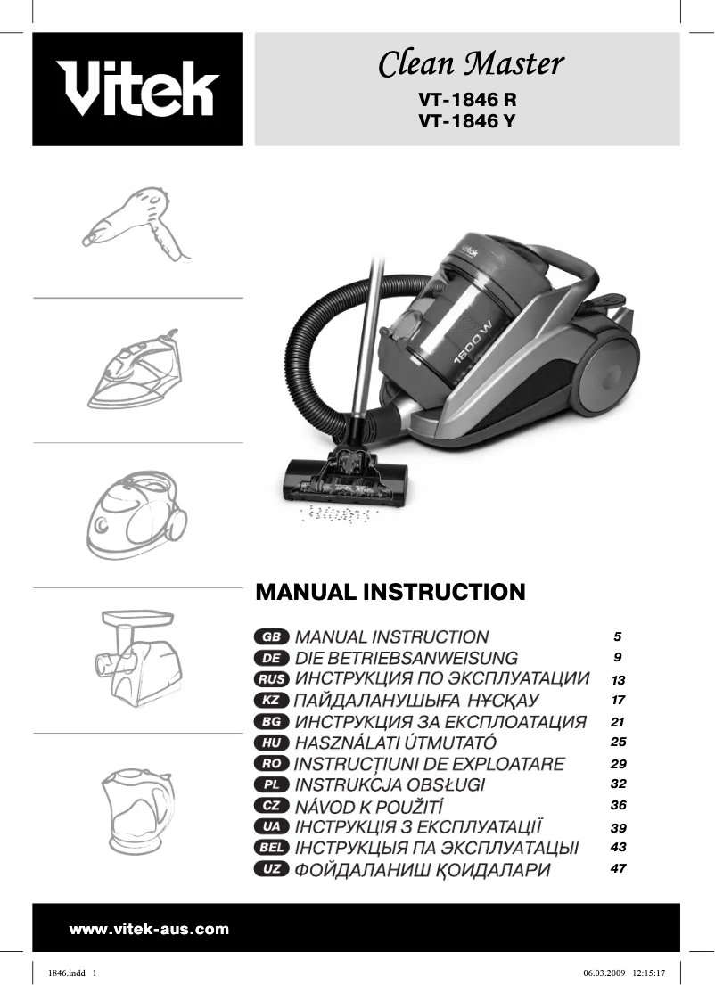 Página 1 del manual Manual de usuario Vitek VT-1846