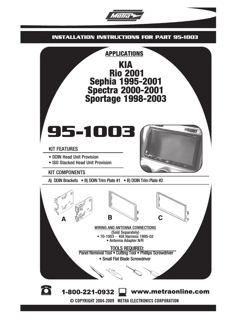 Page n°1 - Manuel utilisateur Metra 95-1003