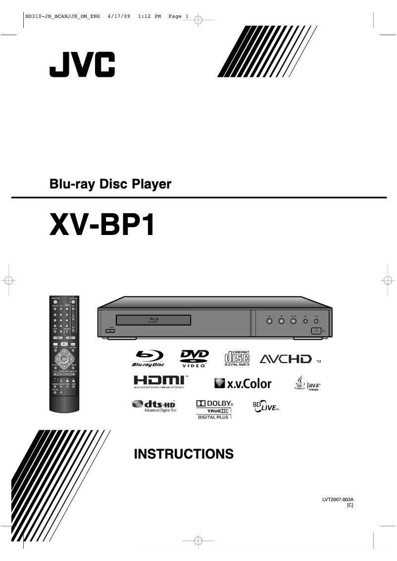 Page 1 de la notice Manuel utilisateur LG XV-BP1C