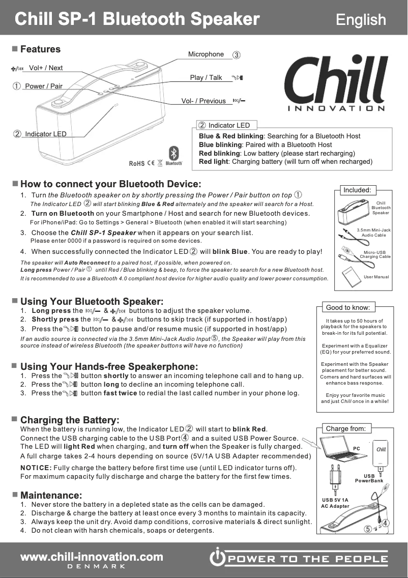Page 1 de la notice Manuel utilisateur Chill Innovation A3
