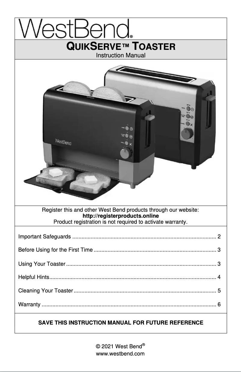 Image de la première page du manuel de l'appareil QuikServe 77222