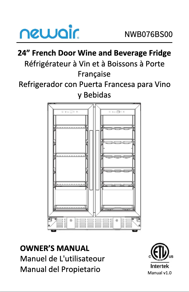 Page n°1 - Manuel utilisateur NewAir NAWNCNBK000