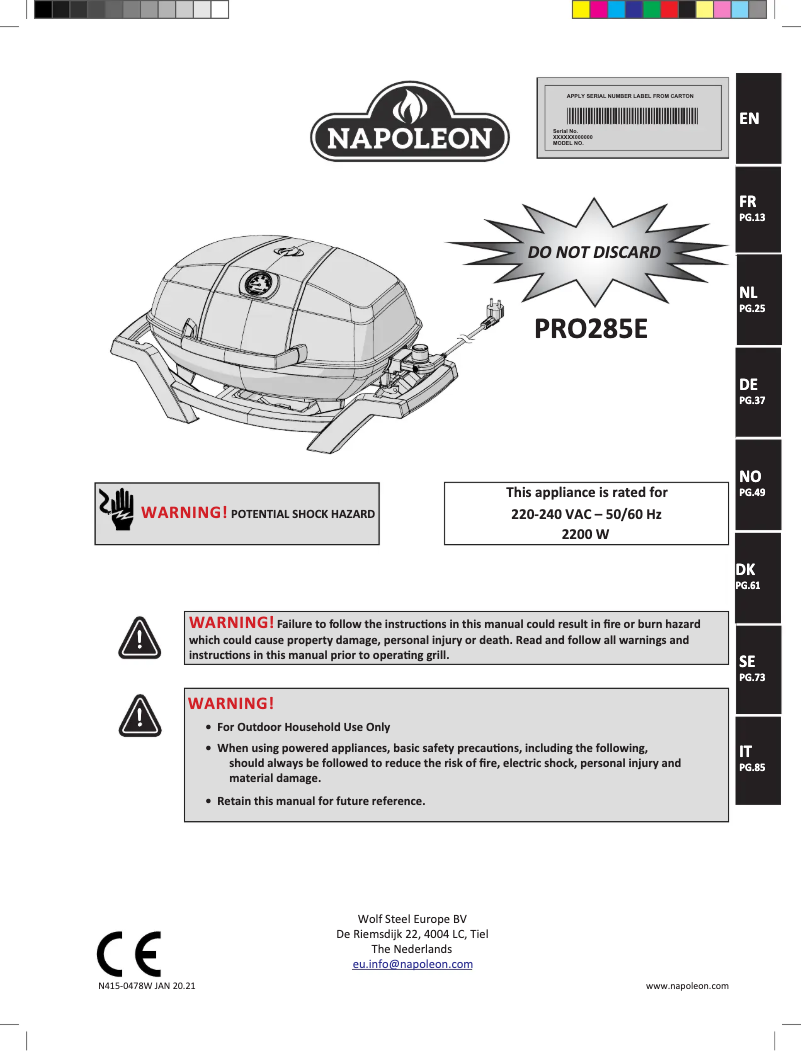 Image de la première page du manuel de l'appareil TRAVELQ PRO285E