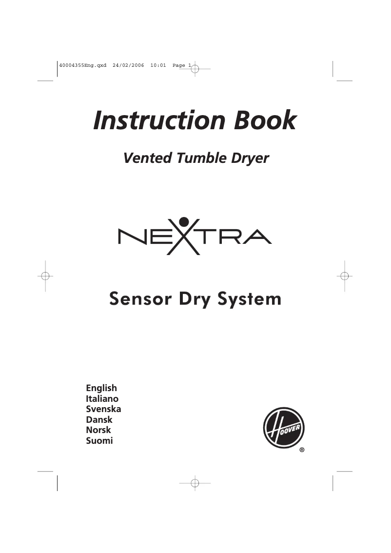 Page 1 of the manual User Manual Hoover HNV 375-S/0