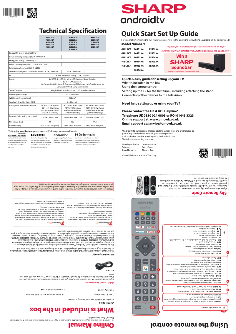 Page 1 de la notice Guide de démarrage rapide Sharp 49BL2KA