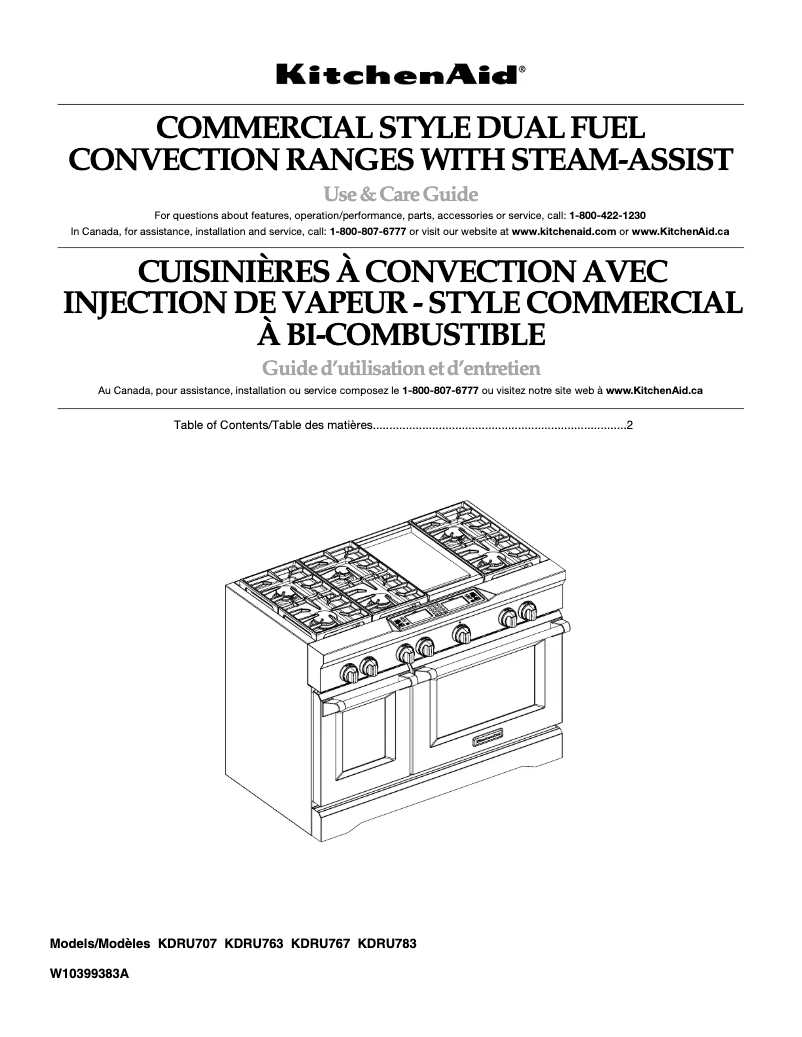 Page n°1 - Manuel utilisateur KitchenAid KDRU783VSS