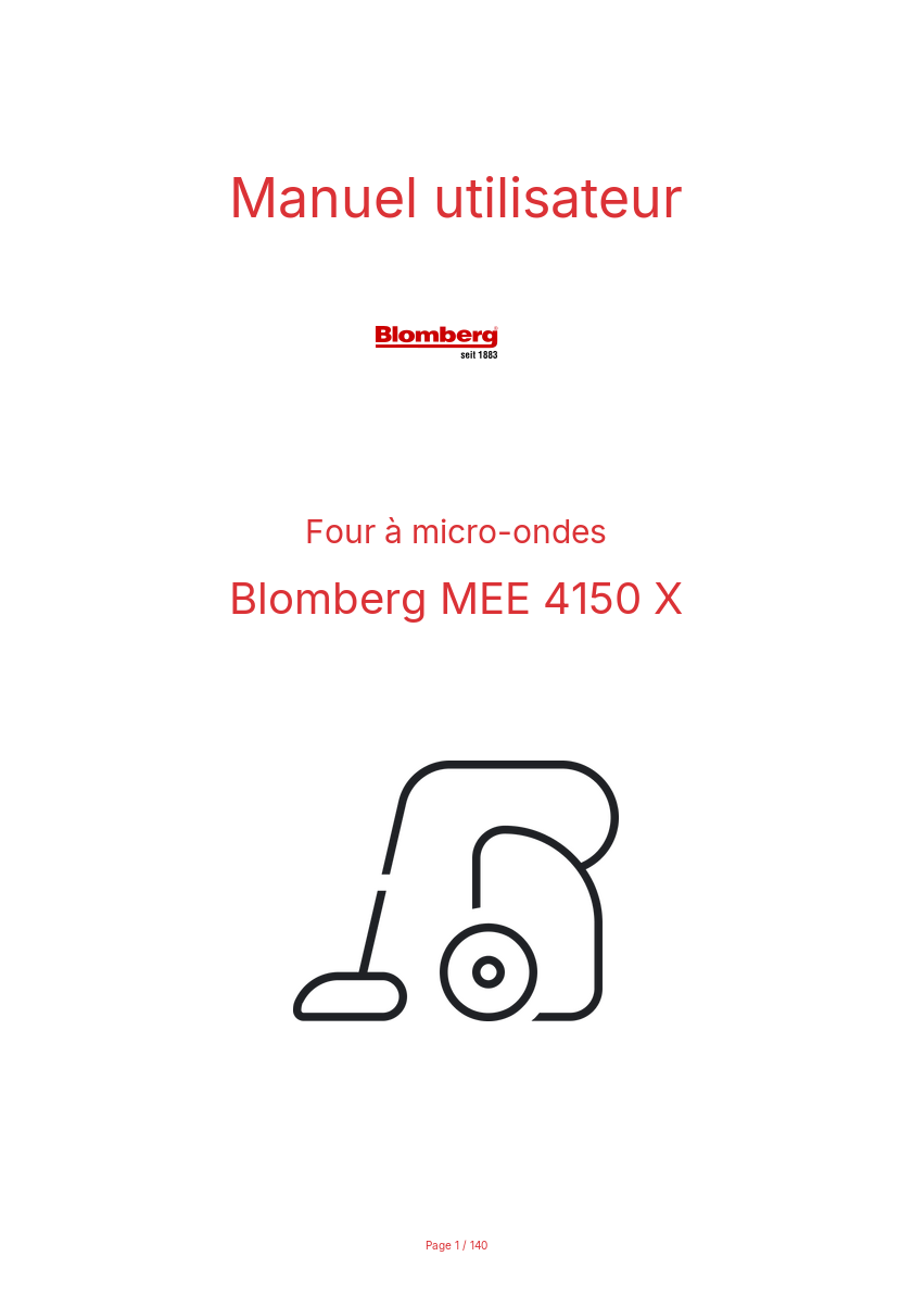 Page 1 de la notice Manuel utilisateur Blomberg MEE 4150 X