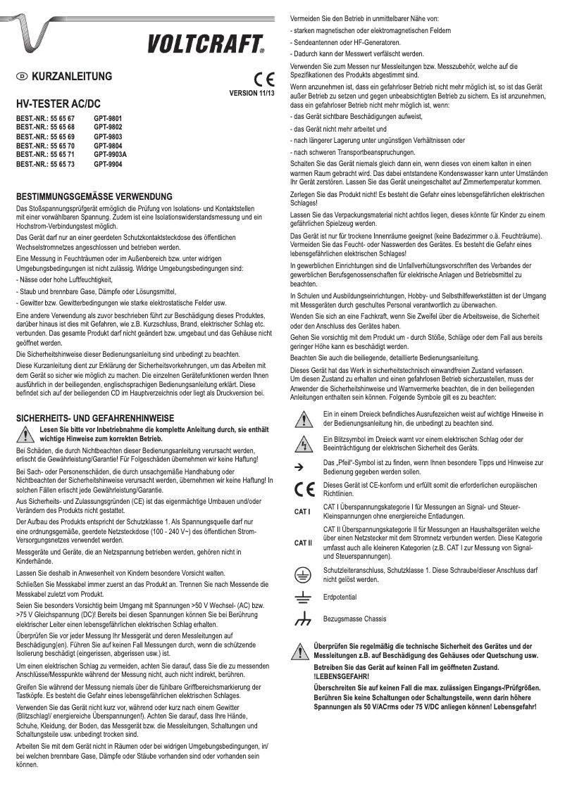 Page 1 de la notice Manuel utilisateur GW Instek GPT-9804