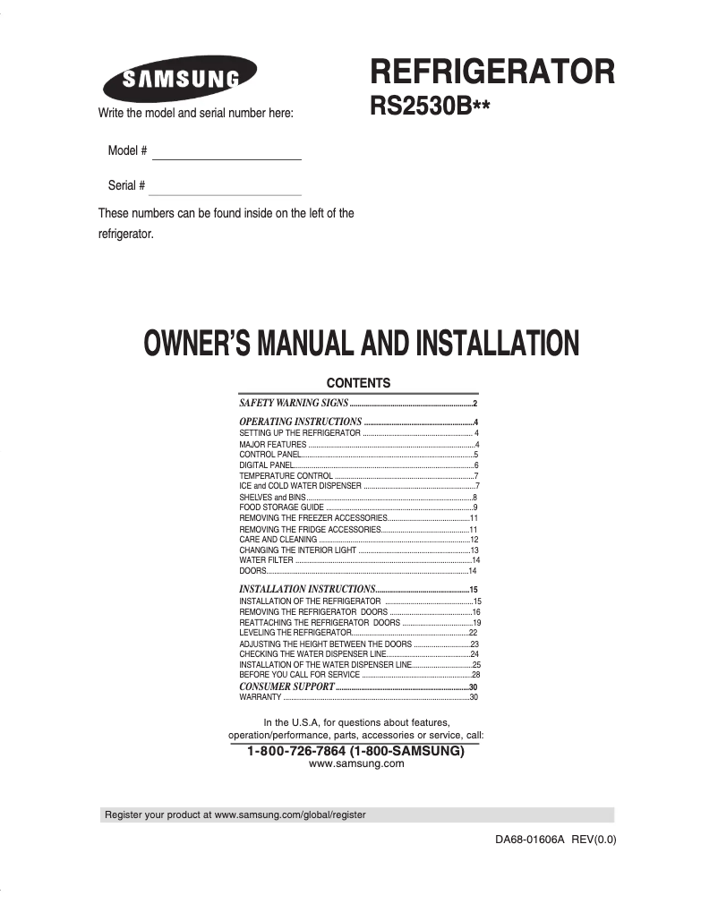 Page 1 de la notice Manuel utilisateur Samsung RS2530BWP
