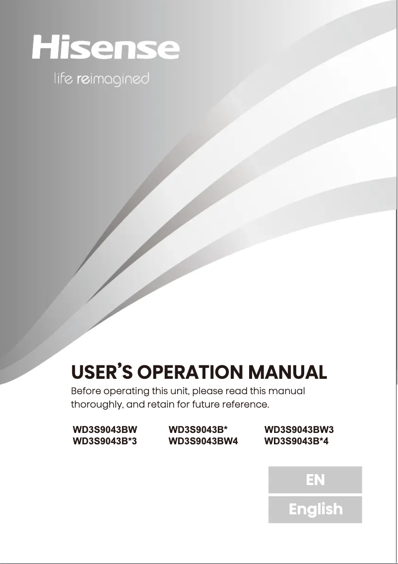 Page 1 de la notice Manuel utilisateur Hisense WD3S9043BW3