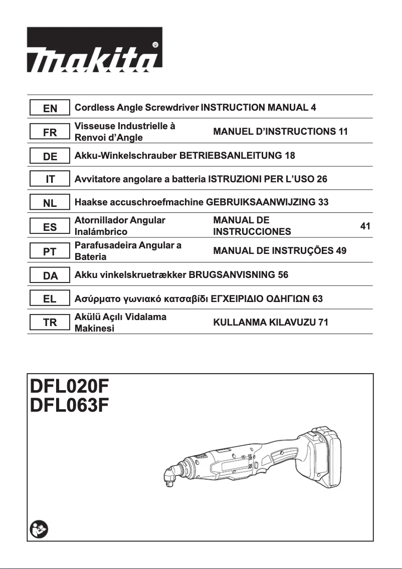 Page 1 de la notice Manuel utilisateur Makita DFL020FZ