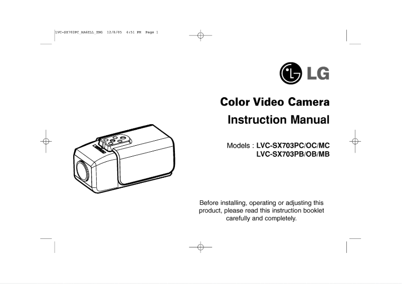 Page n°1 - Manuel utilisateur LG LVC-SX703MC