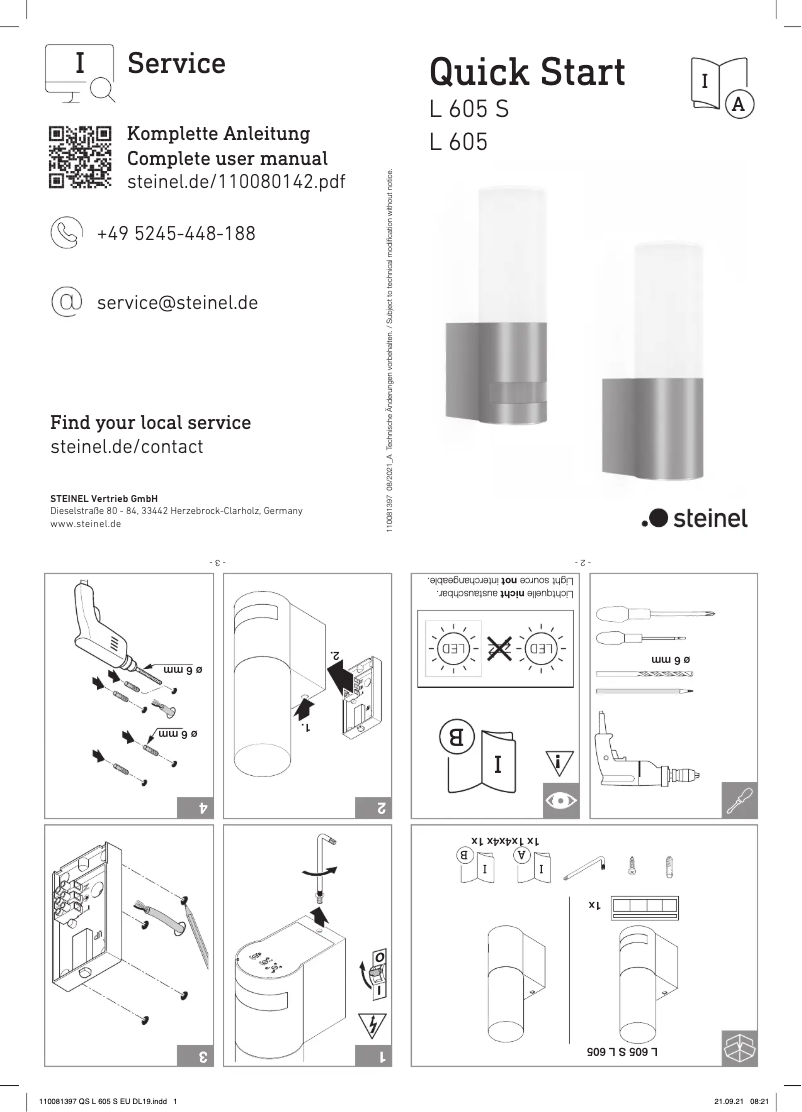 Page n°1 - Guide de démarrage rapide Steinel L 605 S