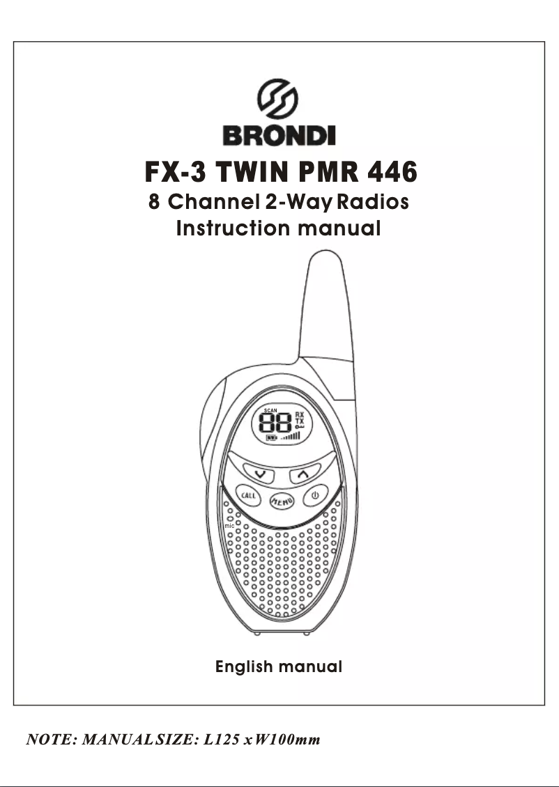 Page 1 de la notice Manuel utilisateur Brondi FX-3
