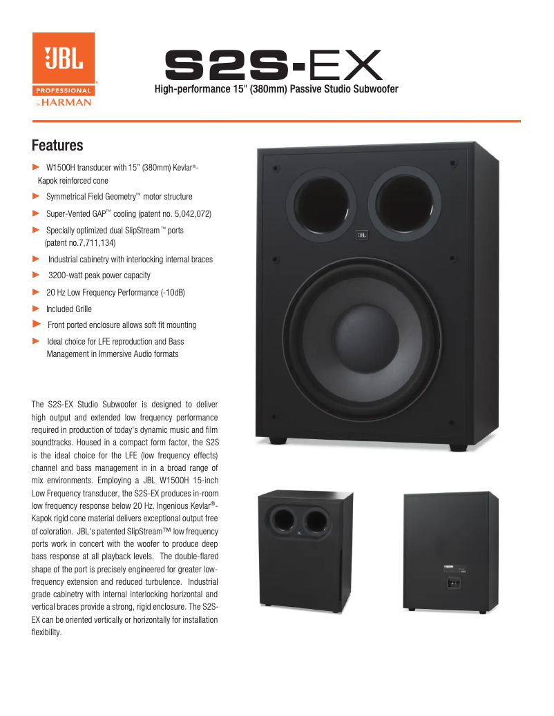 Page n°1 - Manuel utilisateur JBL S2S-EX