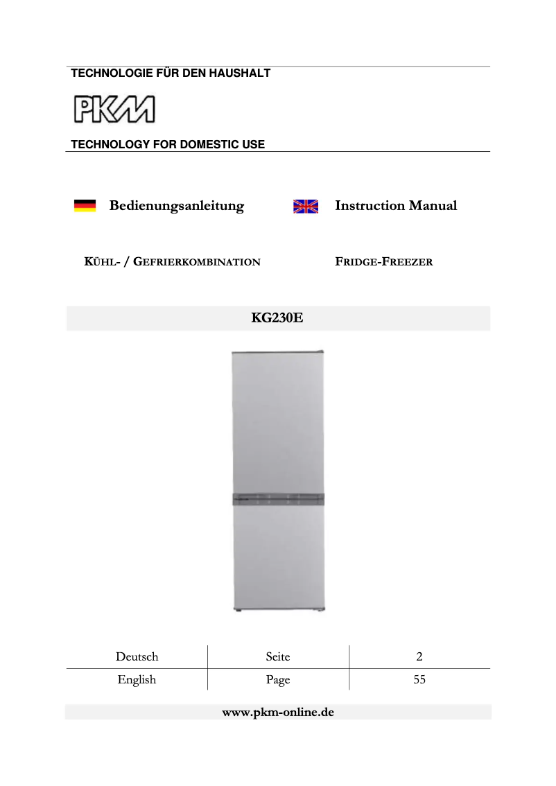 Page 1 de la notice Manuel utilisateur PKM KG230E