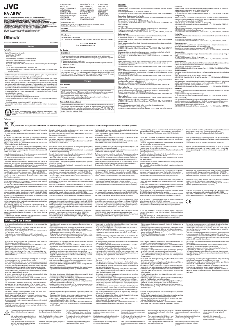 Page 1 de la notice Manuel utilisateur JVC HA-AE1W