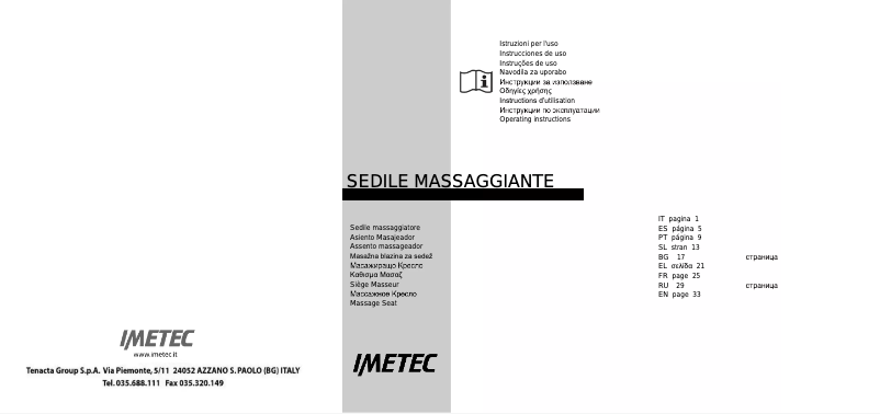 Page n°1 - Manuel utilisateur Imetec SENSUIJ SM4-200