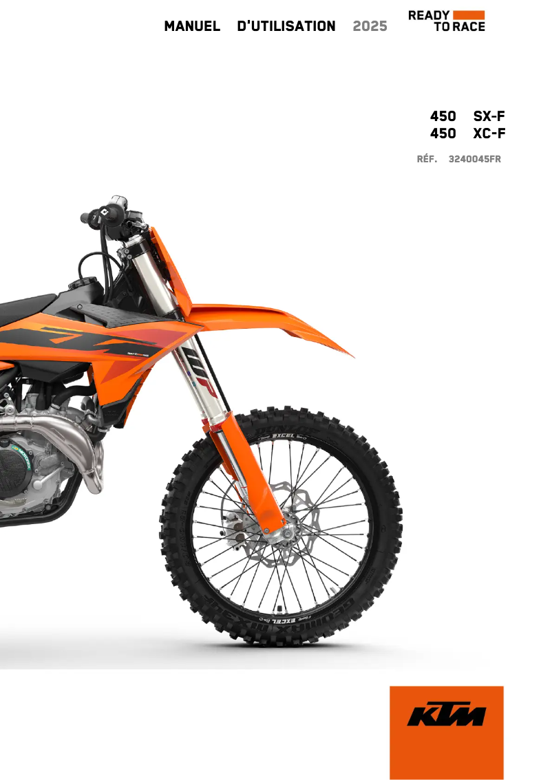 Page 1 de la notice Manuel utilisateur KTM 450 XC-F (2025)