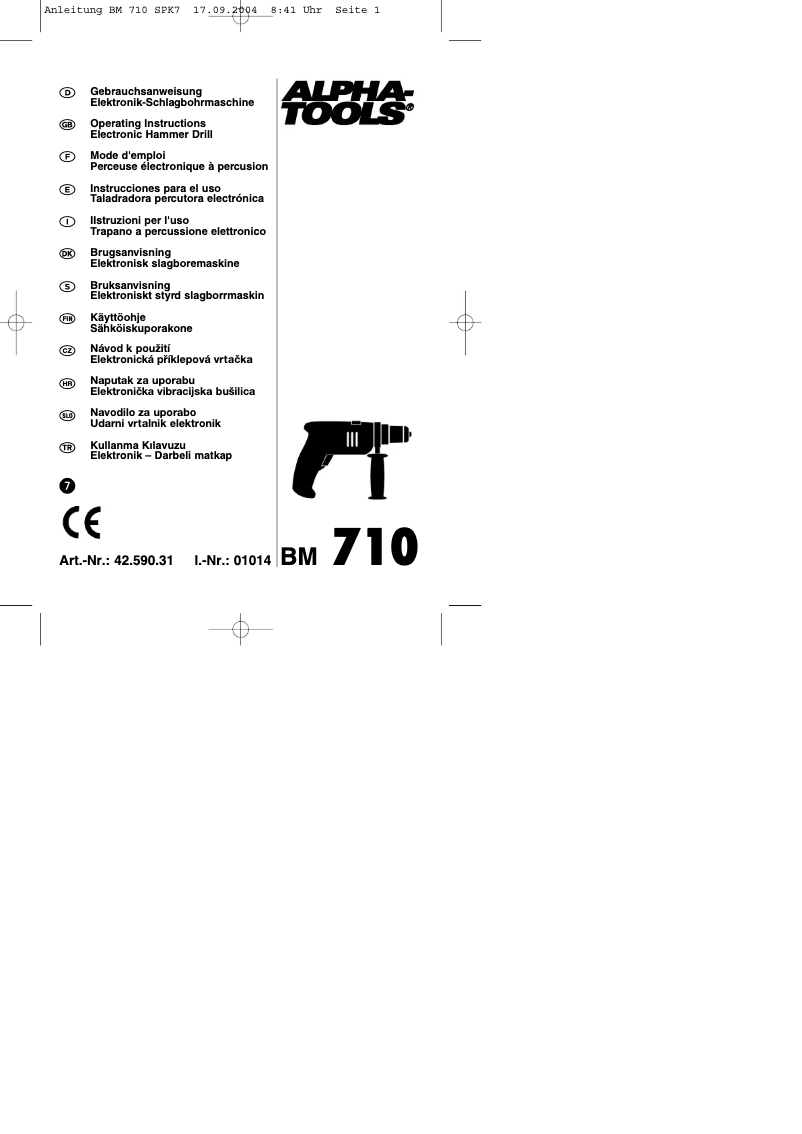 Page 1 de la notice Manuel utilisateur Alpha Tools BM 710