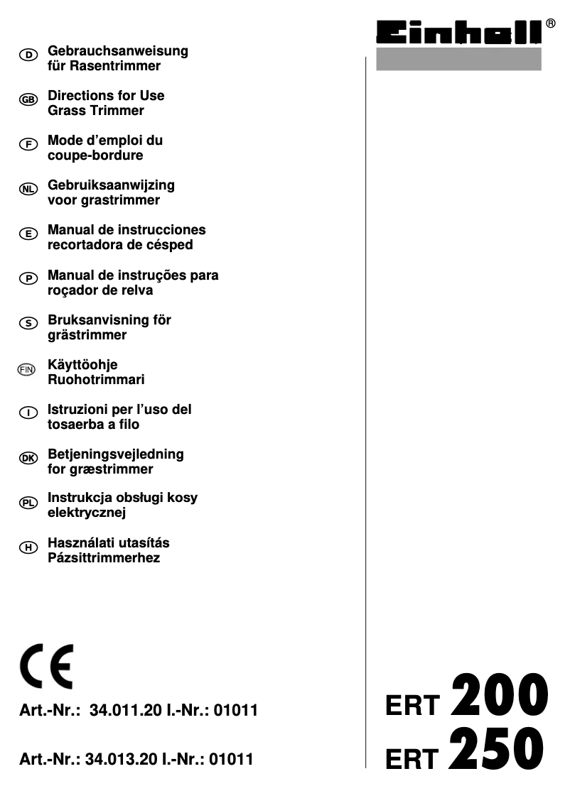 Image de la première page du manuel de l'appareil ERT 250
