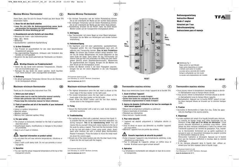 Image de la première page du manuel de l'appareil 10.3014.02