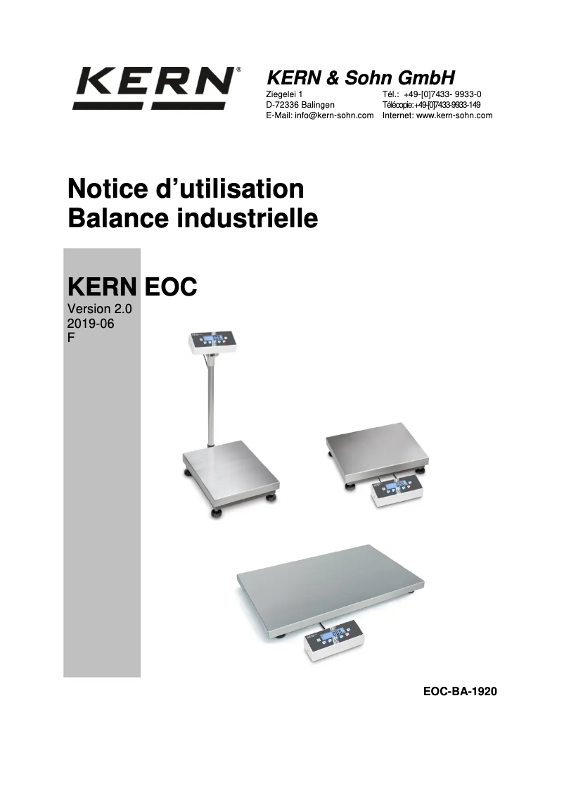 Image de la première page du manuel de l'appareil EOC 300K-3