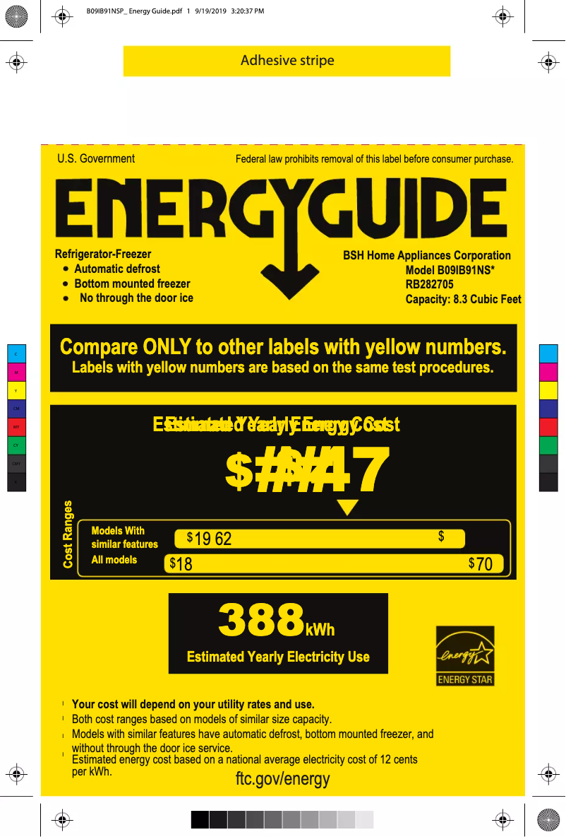 Page 1 de la notice Label énergétique Gaggenau RB282705