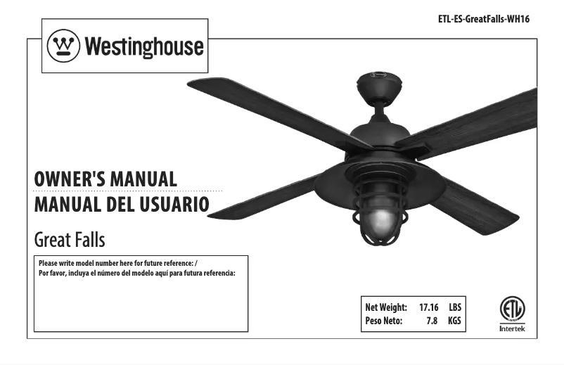 Page 1 de la notice Manuel utilisateur Westinghouse Great Falls