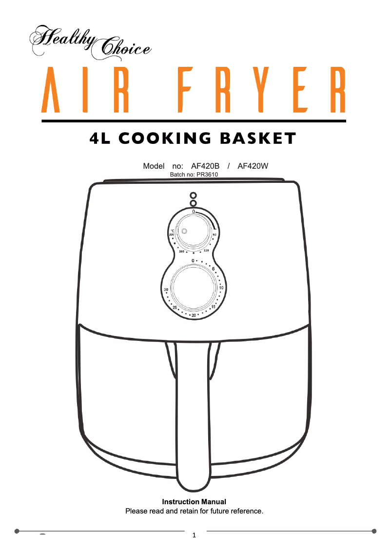 Page 1 de la notice Manuel utilisateur Lenoxx Healthy Choice AF420W
