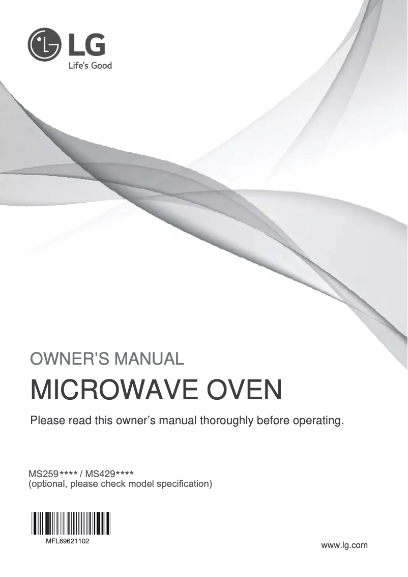 Page 1 de la notice Manuel utilisateur LG NeoChef MS4296OSS