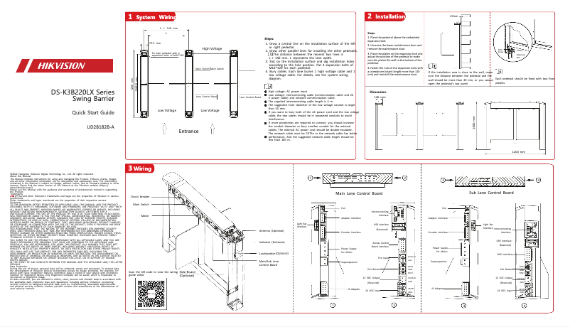 Page 1 de la notice Guide de démarrage rapide Hikvision DS-K3B220LX