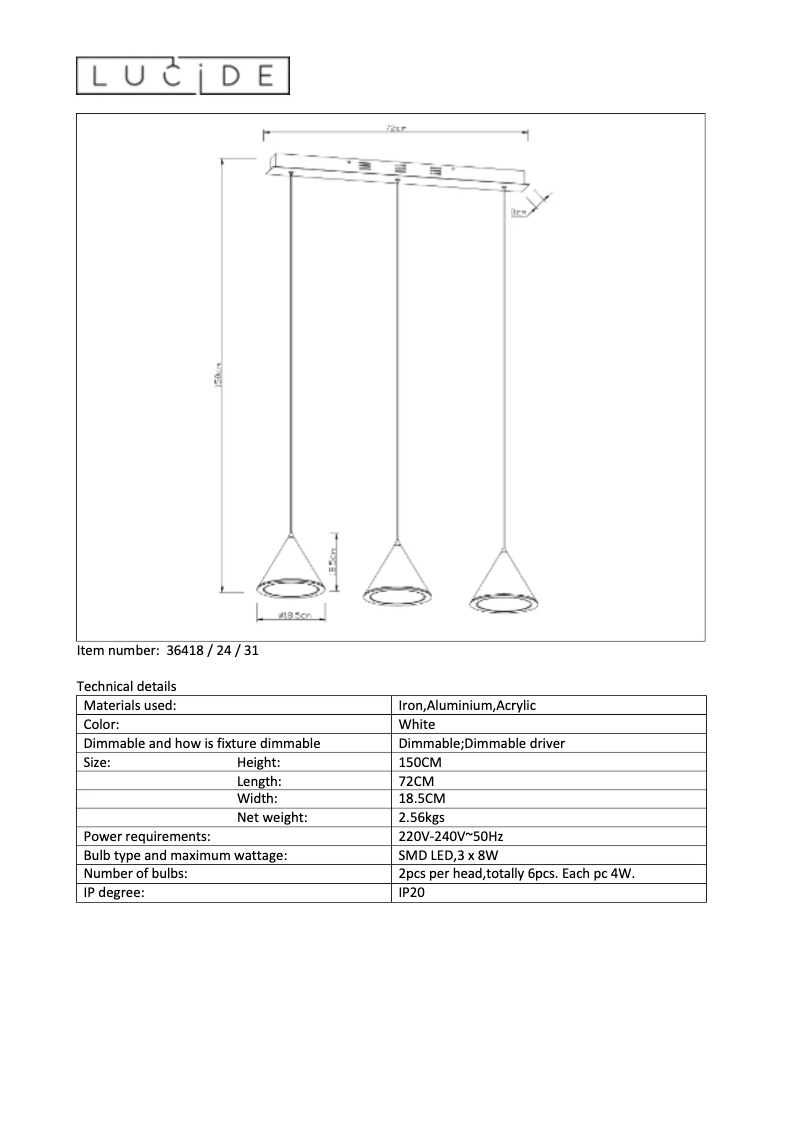 Página 1 del manual Manual de usuario Lucide Torben LED