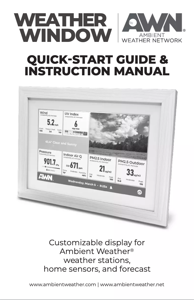 Page n°1 - Manuel utilisateur Ambient Weather AWN