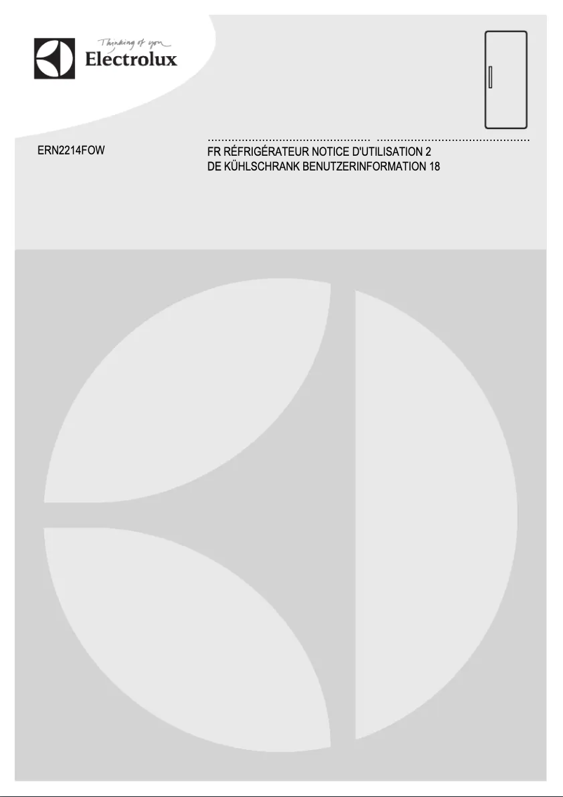 Page 1 de la notice Manuel utilisateur Electrolux ERN2214FOW