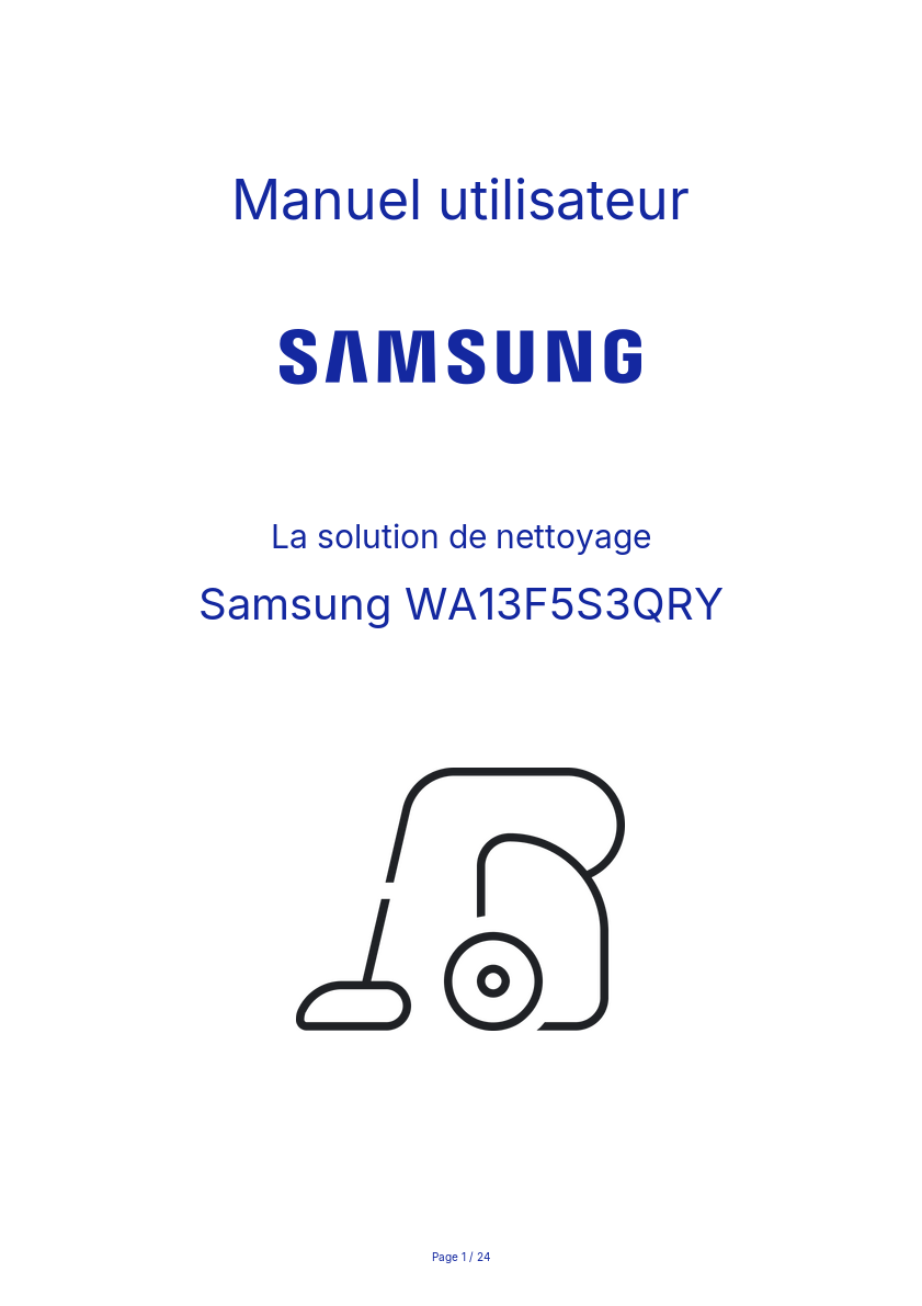 Page n°1 - Manuel utilisateur Samsung WA13F5S3QRY