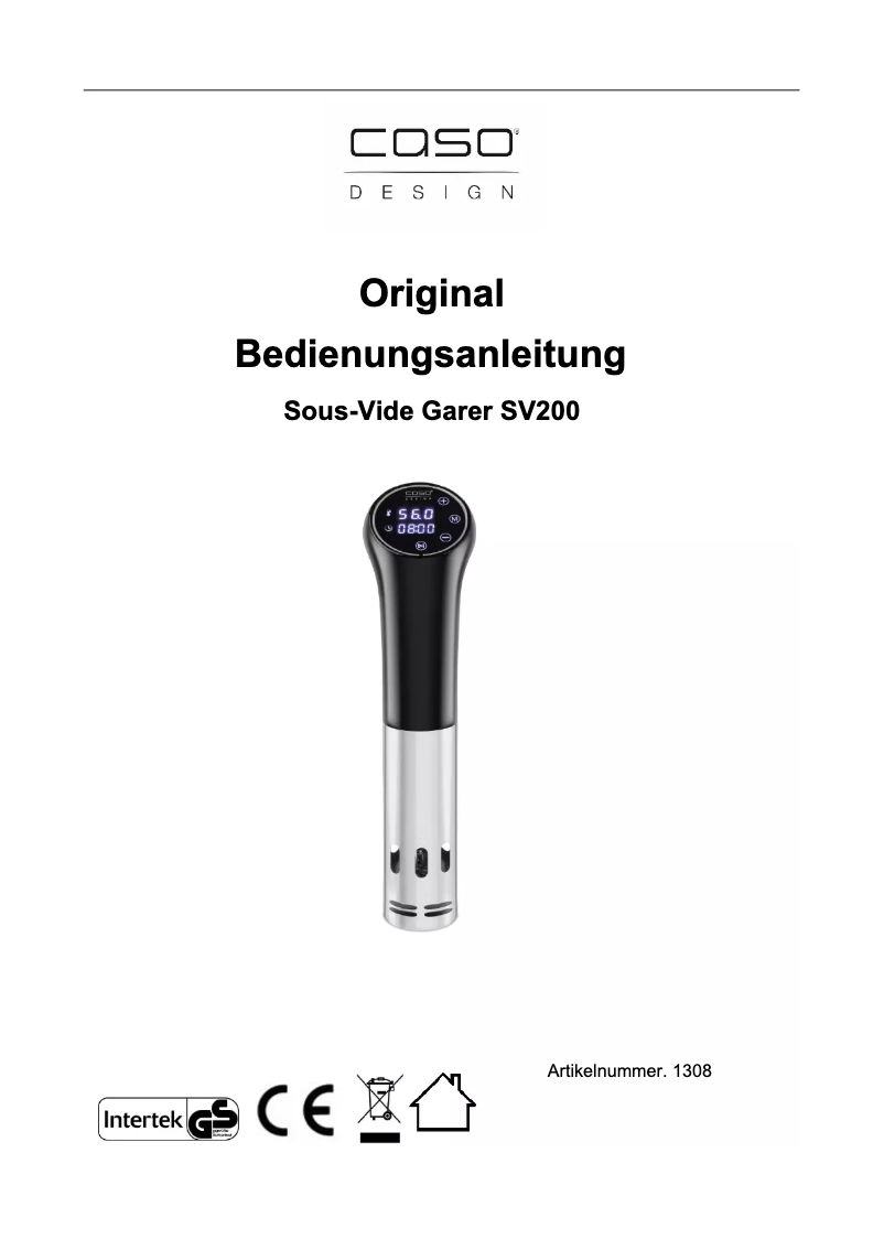 Page 1 de la notice Manuel utilisateur Caso SV200