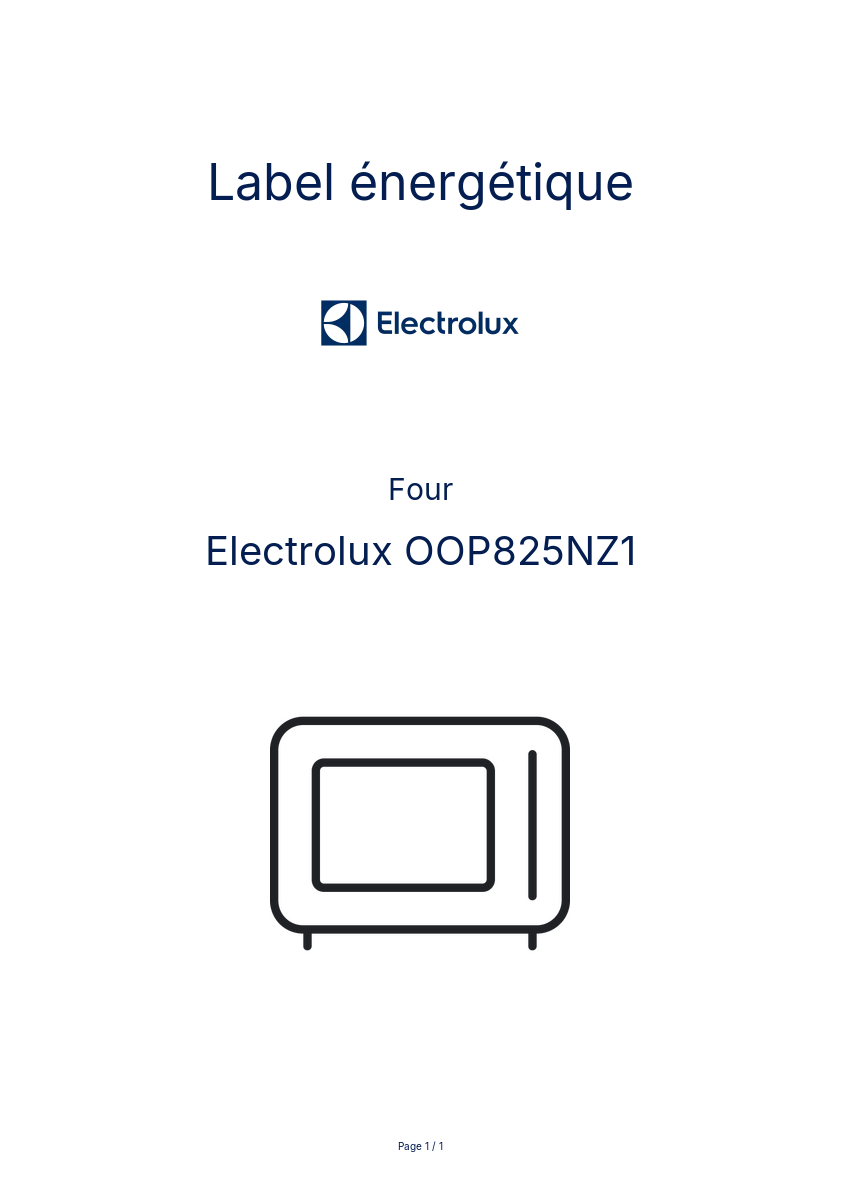 Page n°1 - Label énergétique Electrolux OOP825NZ1