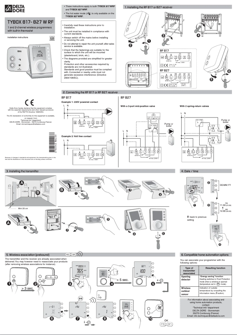 Página 1 del manual Guía de instalación Delta Dore TYBOX 827 W RF