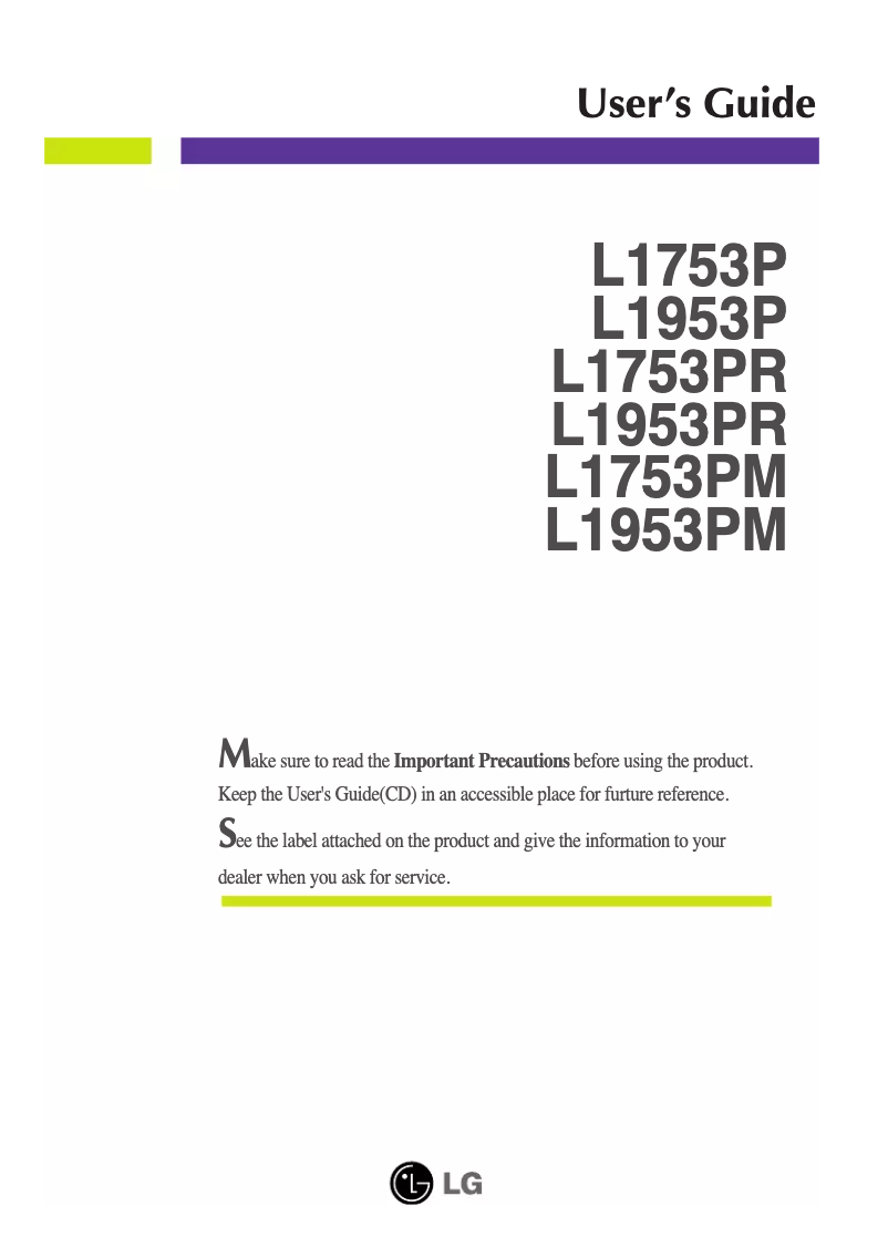 Image de la première page du manuel de l'appareil L1953PM-DF